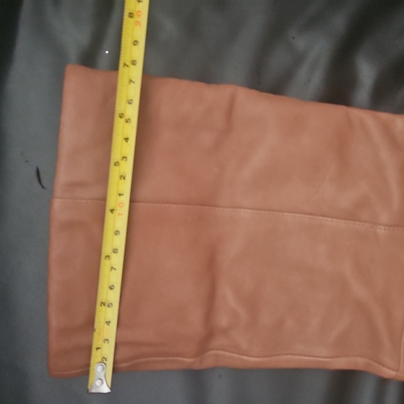 Millies Tan 100% Leather Pull On Wide Calf Boots SZ 7/7.5 US Woven Interior - Picture 11 of 13